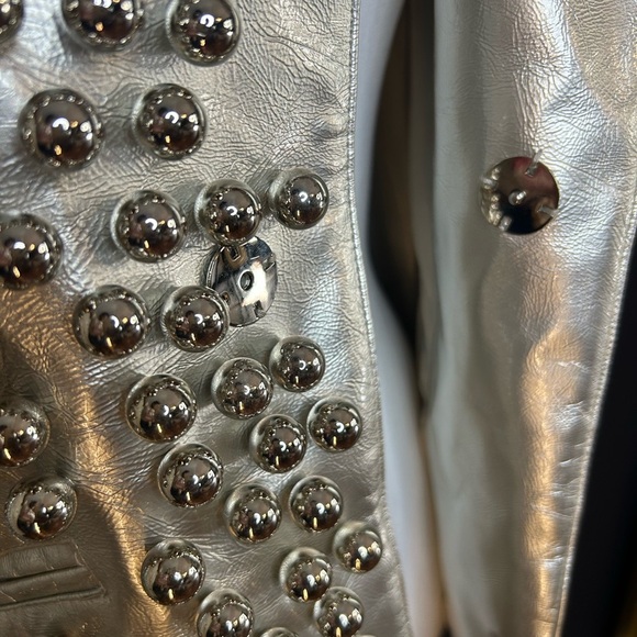 Studded Silver Leather Jacket - Picture 11 of 14